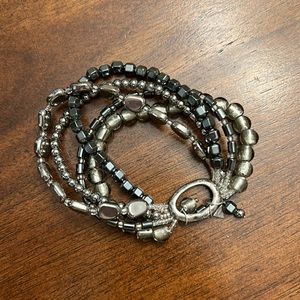 Silpada Sterling Silver Hematite HAILSTONE Stretch 5 Strand Bracelet